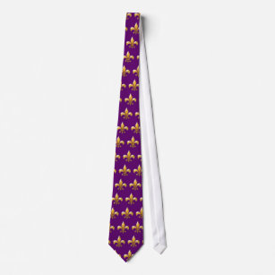 Corbata Lazo de la flor de lis en púrpura y oro