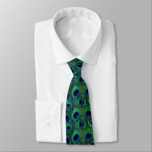 Corbata Lazo de la pluma del pavo real - púrpura verde