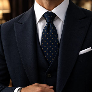 Corbata Lazo de lunares clásico Navy Gold