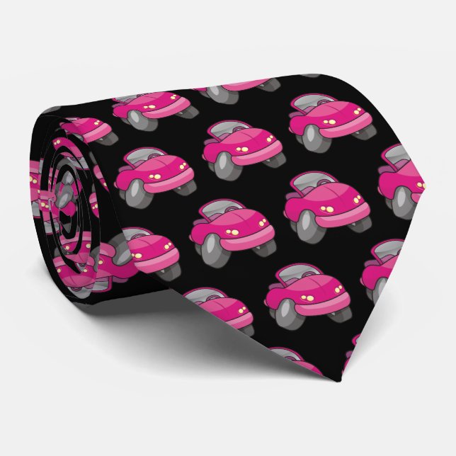 Corbata Lazo de patrón de coche Personalizado rosa (Enrollado)
