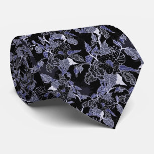 Corbata Lazo floral oscuro azul y gris elegante