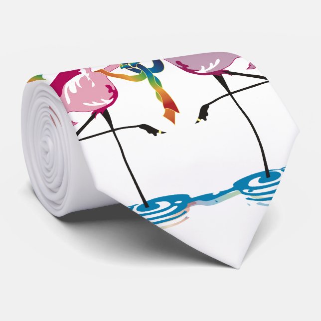 Corbata Lazo gay de los flamencos (Enrollado)