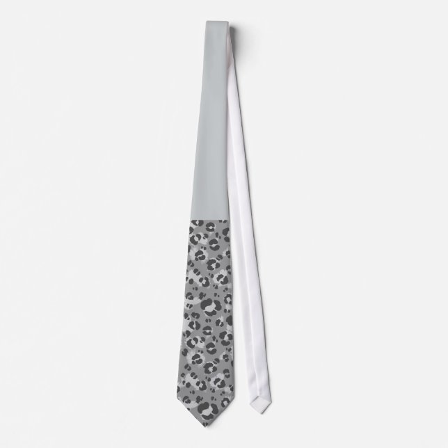 Corbata Lazo gris del estampado leopardo (Anverso)