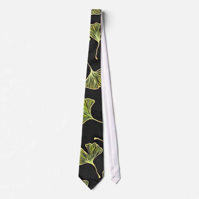 Corbata Lazo negro de la hoja del Ginkgo (Anverso)