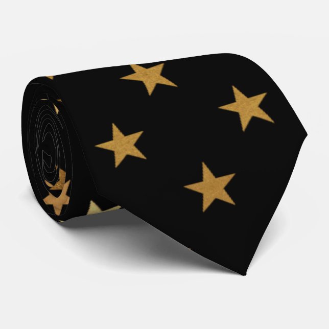 Corbata Lazo negro elegante del modelo de estrella del oro (Enrollado)