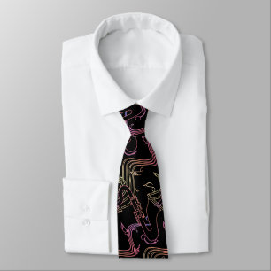 Corbata Lazo psicodélico del jazz del saxofón que remolina