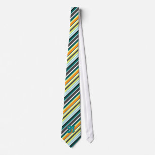 Corbata lazo rayado retro del monograma