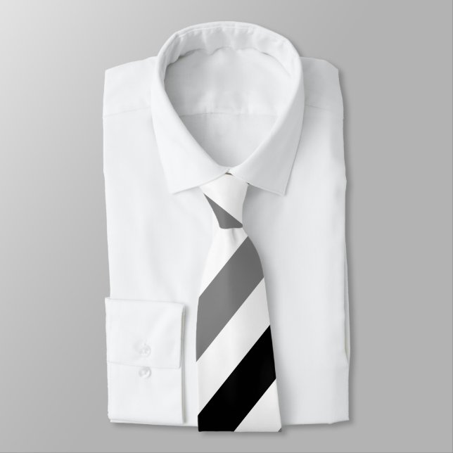 Corbata Lazo regimental negro y gris blanco de la raya (Atado)