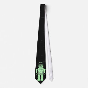 Corbata Lazo retro del verde del robot