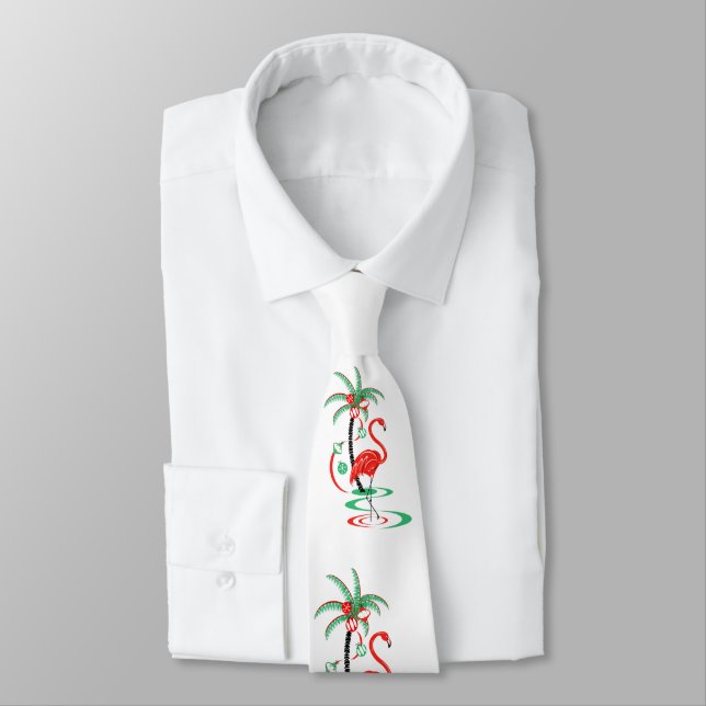 Corbata Lazo rojo del flamenco del navidad (Atado)