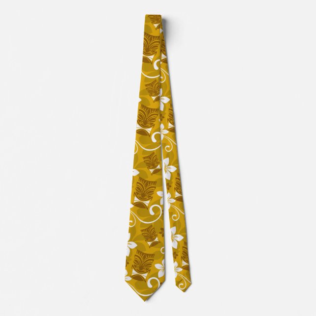 Corbata Lazo turístico en amarillo, lazo fresco de Tiki de (Anverso)