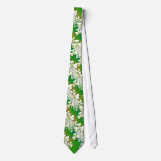 Corbata Lazo verde elegante de los tréboles (Anverso)