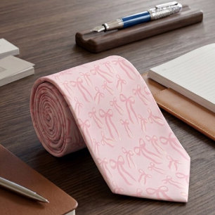 Corbata Lazos de cinta rosa boho patrón en rosa suave polv