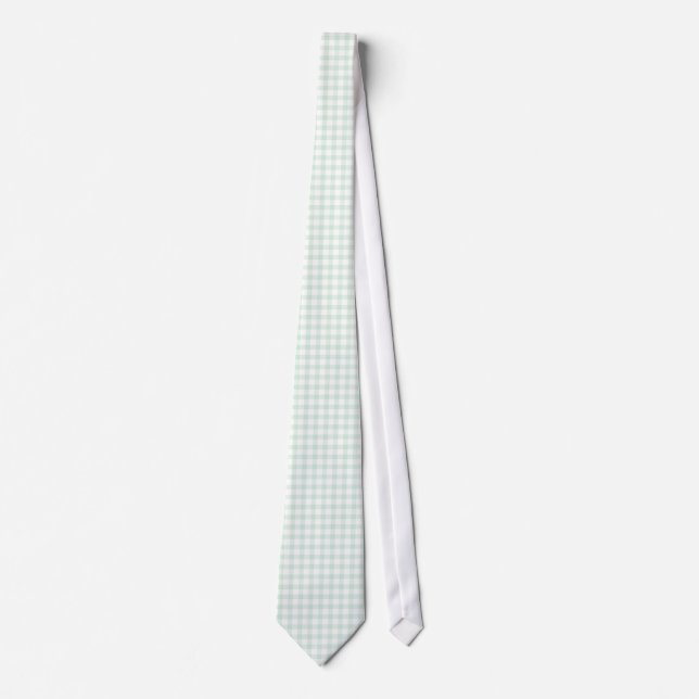 Corbata Lazos Mint Green Gingham Pattern Para Hombres (Anverso)