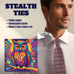Corbata Leche de cuello sigiloso de búho colorido