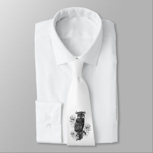 Corbata Lechuza Gris Orquídeas Blancas