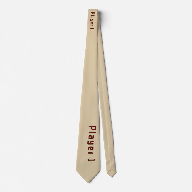 Corbata Leer al jugador 1 en rojo profundo en beige (Anverso)