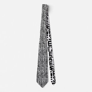 Corbata "Leer" en blanco y negro en 8 idiomas corte de lin
