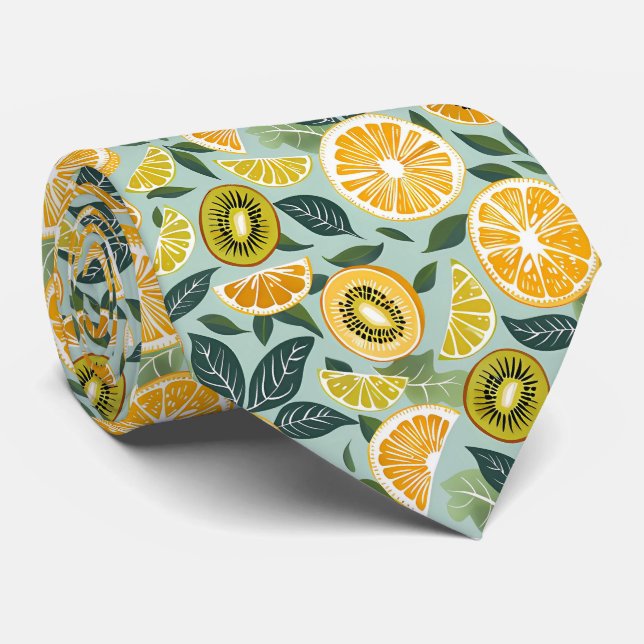 Corbata Lemon Kiwi Pattern Men's Necktie  (Enrollado)
