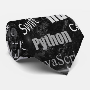 Corbata Lenguas de programación en blanco y negro