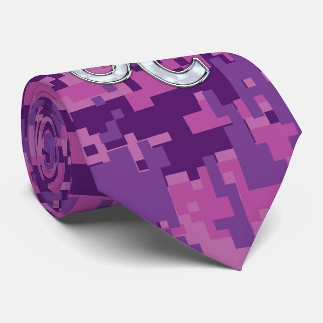 Corbata Leo Sign on Girly Pink Fuchsia Digital Camo (Enrollado)