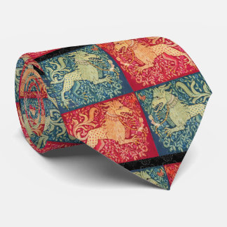Corbata León BESTIARIO MEDIEVAL como la bestia en azul roj