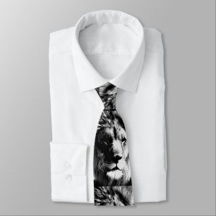Corbata León blanco y negro