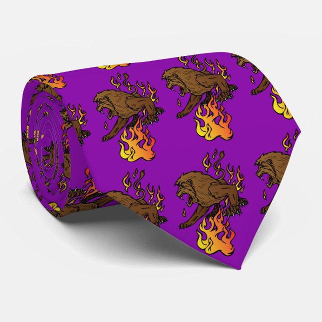 Corbata León Con Flamas Deportivo Baloncesto (Enrollado)