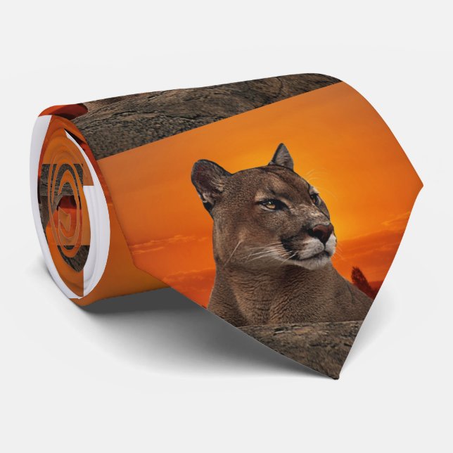 Corbata León de montaña al atardecer (Enrollado)