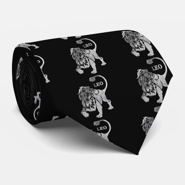Corbata León de plata Zodiac Black Tie (Enrollado)