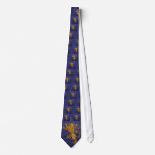 Corbata León Rampant - oro en azul
