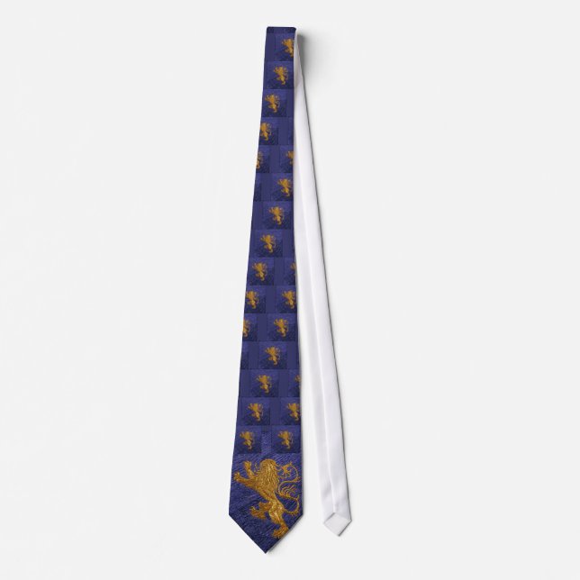 Corbata León Rampant - oro en azul (Anverso)