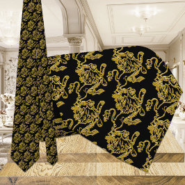 Corbata León rojo negro y oro