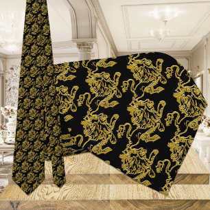 Corbata León rojo negro y oro