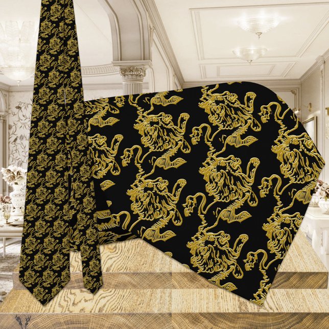 Corbata León rojo negro y oro (Subido por el creador)