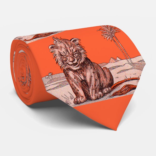 Corbata león sonriente estampado (Enrollado)
