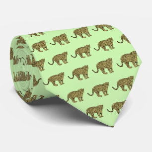 Corbata Leopard Cheetah Spot Cat Dibujando Celery Green
