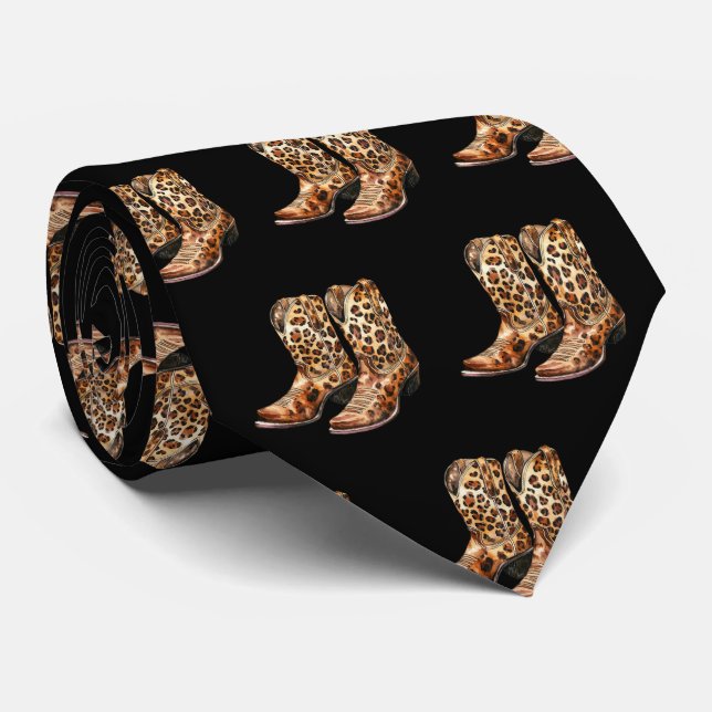 Corbata Leopard Print Cowboy Boots Neck Tie (Enrollado)