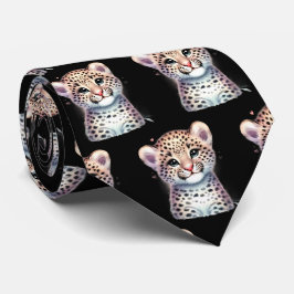Corbata Leopard Print Kawaii Curte Cheetah Babies moderno