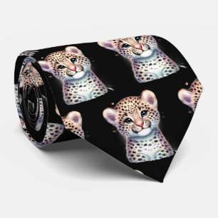 Corbata Leopard Print Kawaii Curte Cheetah Babies moderno