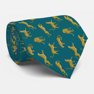 Corbata Leopardo Amarillo En Animal Salvaje De Patrón Esme