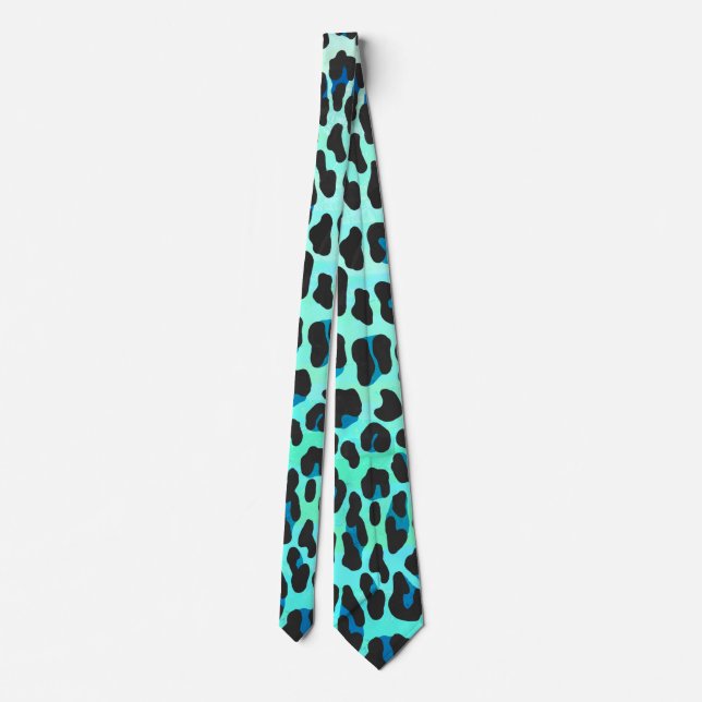 Corbata Leopardo negro e impresión Verde azulada (Reverso)