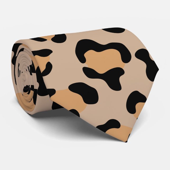 Corbata Leopardo Print, Leopard Spots, Brown Leopard (Enrollado)
