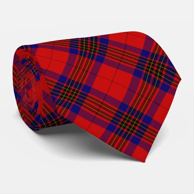 Corbata Leslie tartan azul púrpura (Enrollado)
