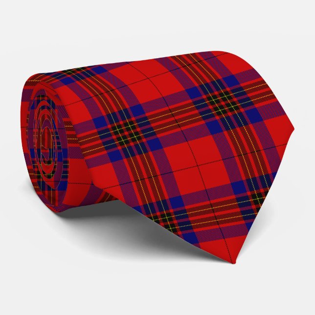 Corbata Leslie tartan azul púrpura (Enrollado)