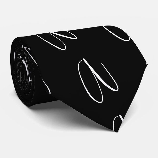 Corbata letra elegante negra (Enrollado)
