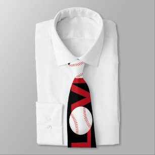 Corbata letra roja gris gris de amor de béisbol Neck Ties