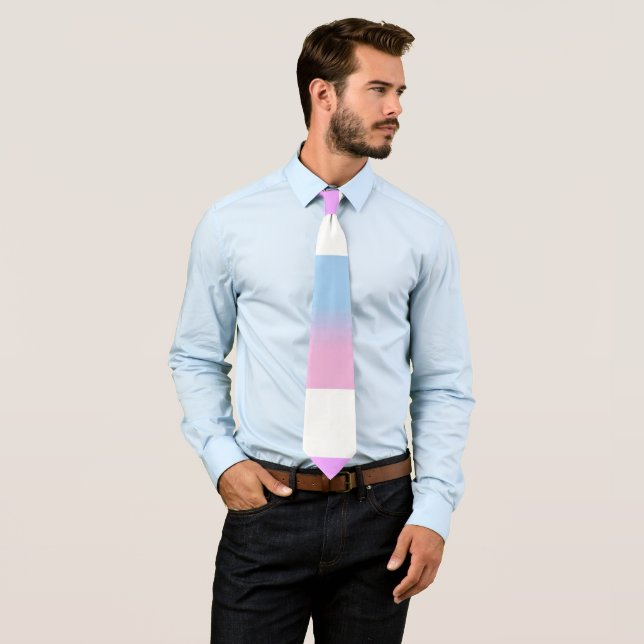 Corbata LGTB con tira blanca rosa y azul bisexual (In situ)