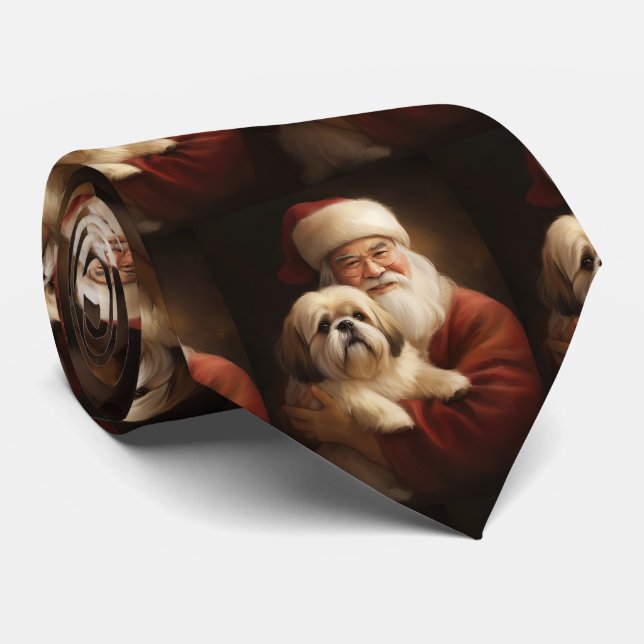 Corbata Lhasa Apso Con Navidades Festividades De Santa Cla (Enrollado)