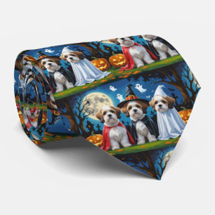 Corbata Lhasa Apso Dogs Pumpkin Halloween Funny